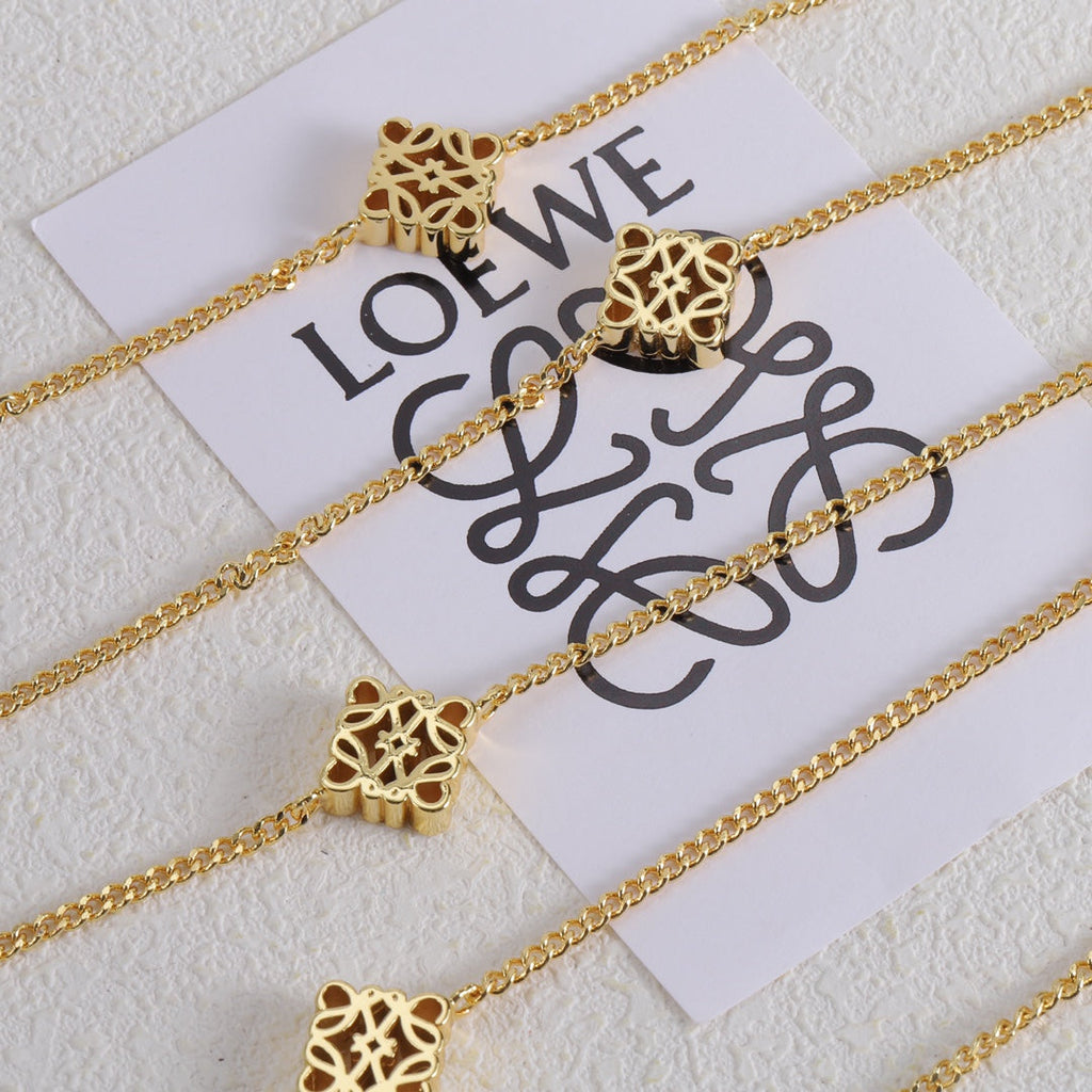 LOEWE Anagram Long 18K Gold Necklace