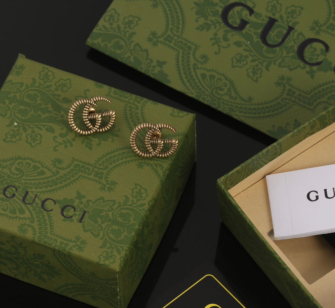 Gucci Double 18K Gold Earrings