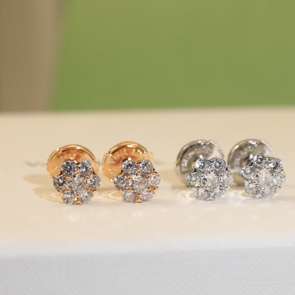 Flower Crystal 18K Gold Earrings