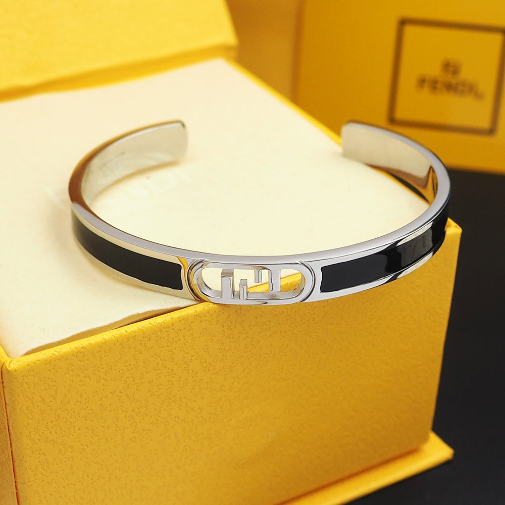 Fendi Open Cuff 18K Gold Bracelet