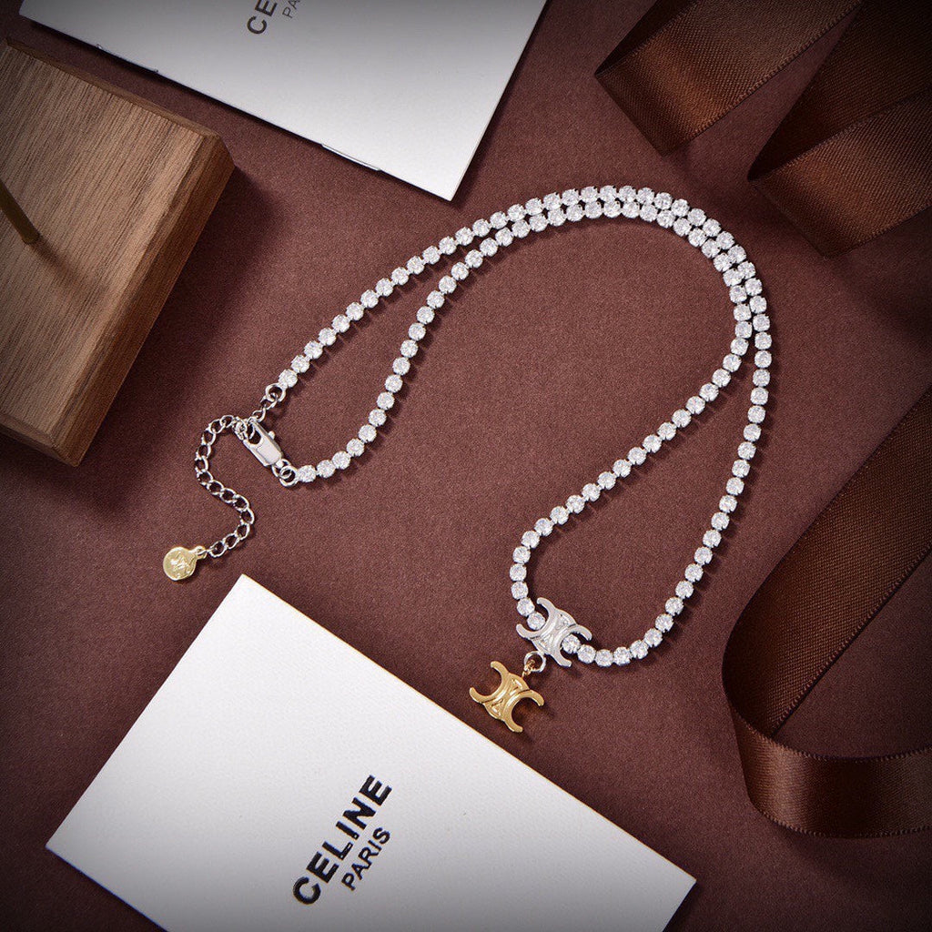 Celine Crystals Link 18K Gold Necklace
