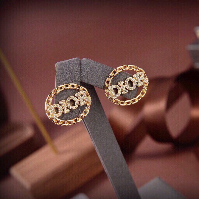 Dior Crystal 18K Gold Earrings