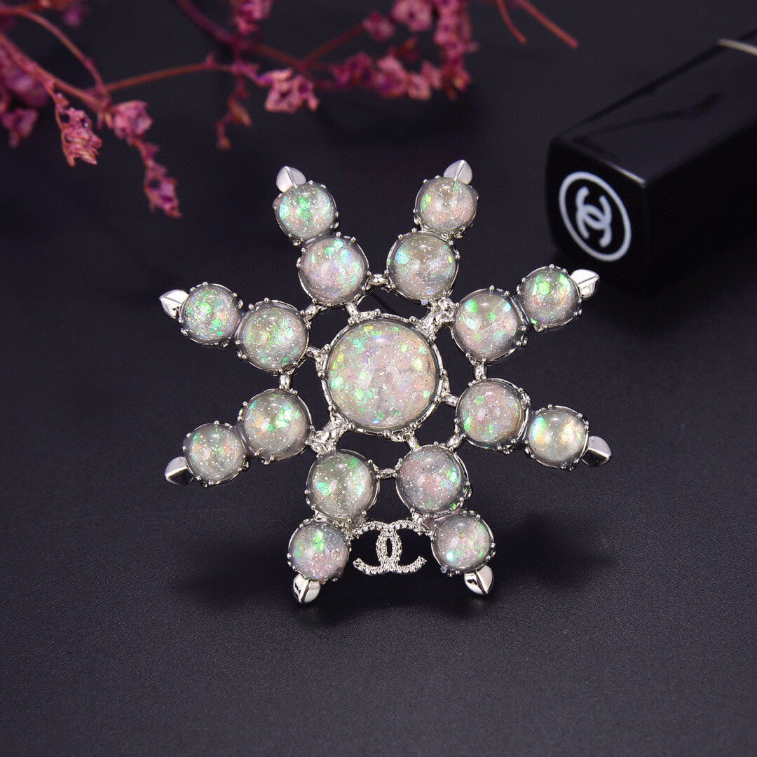 Chanel Flower Crystals 18K Gold Brooch