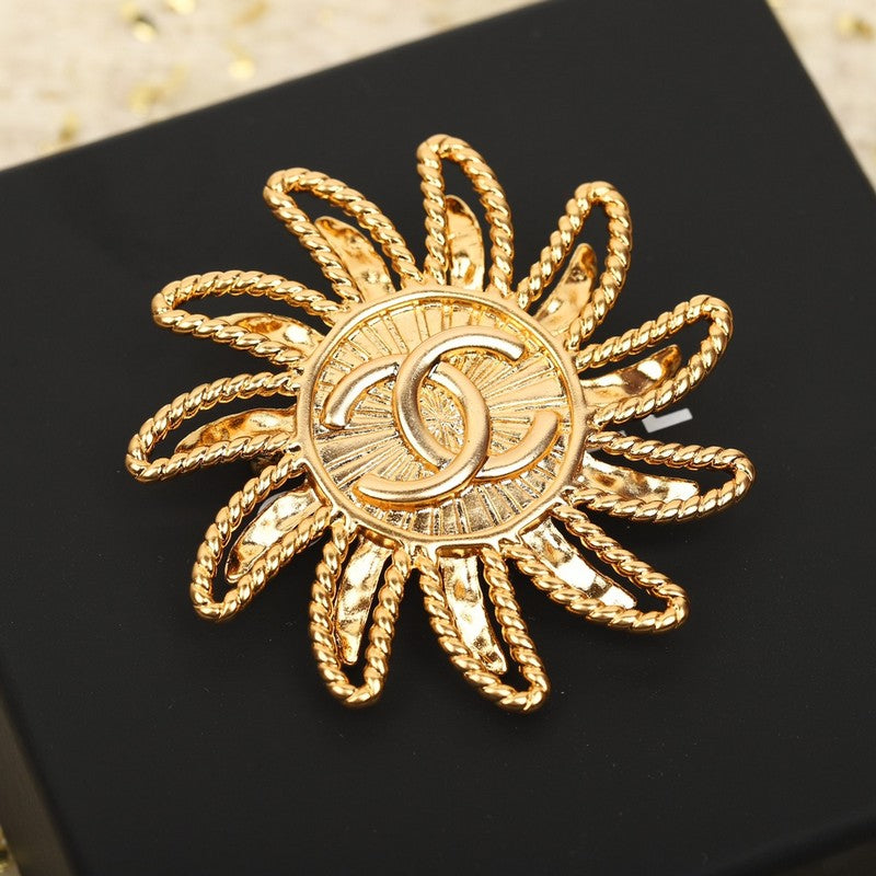 Chanel Sunflower 18K Gold Brooch