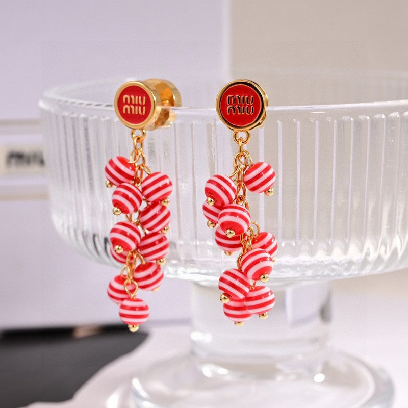 Miu Blue & Pink Ball 18K Gold Earrings