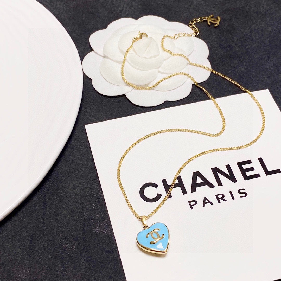 Chanel Blue Heart 18K Gold Necklace