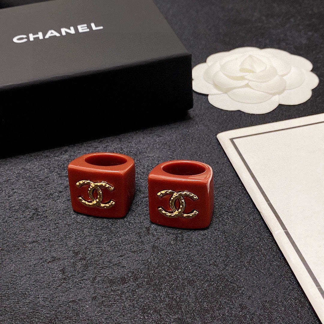 Chanel Vintage Red 18K Gold Ring
