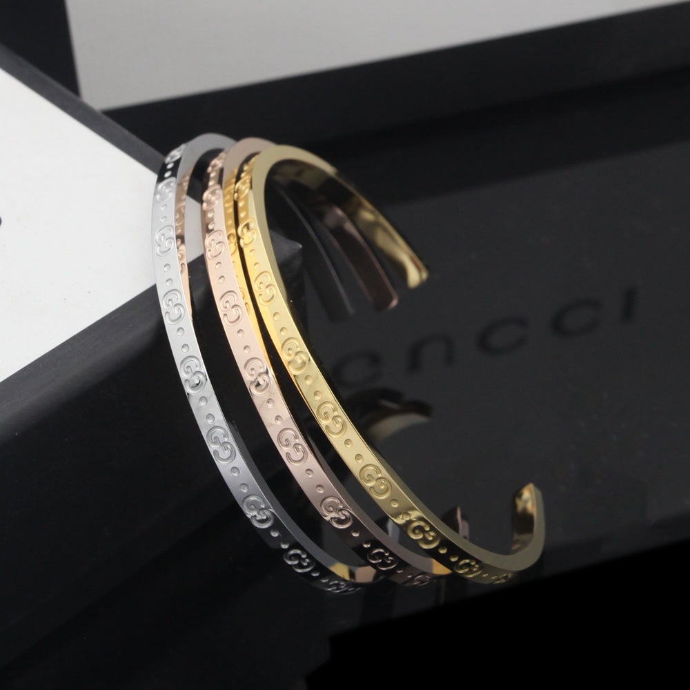 Gucci Double Icon Open Cuff 18K Gold Bracelet