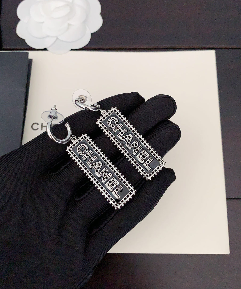 Chanel Typo Drop 18K Gold Earrings