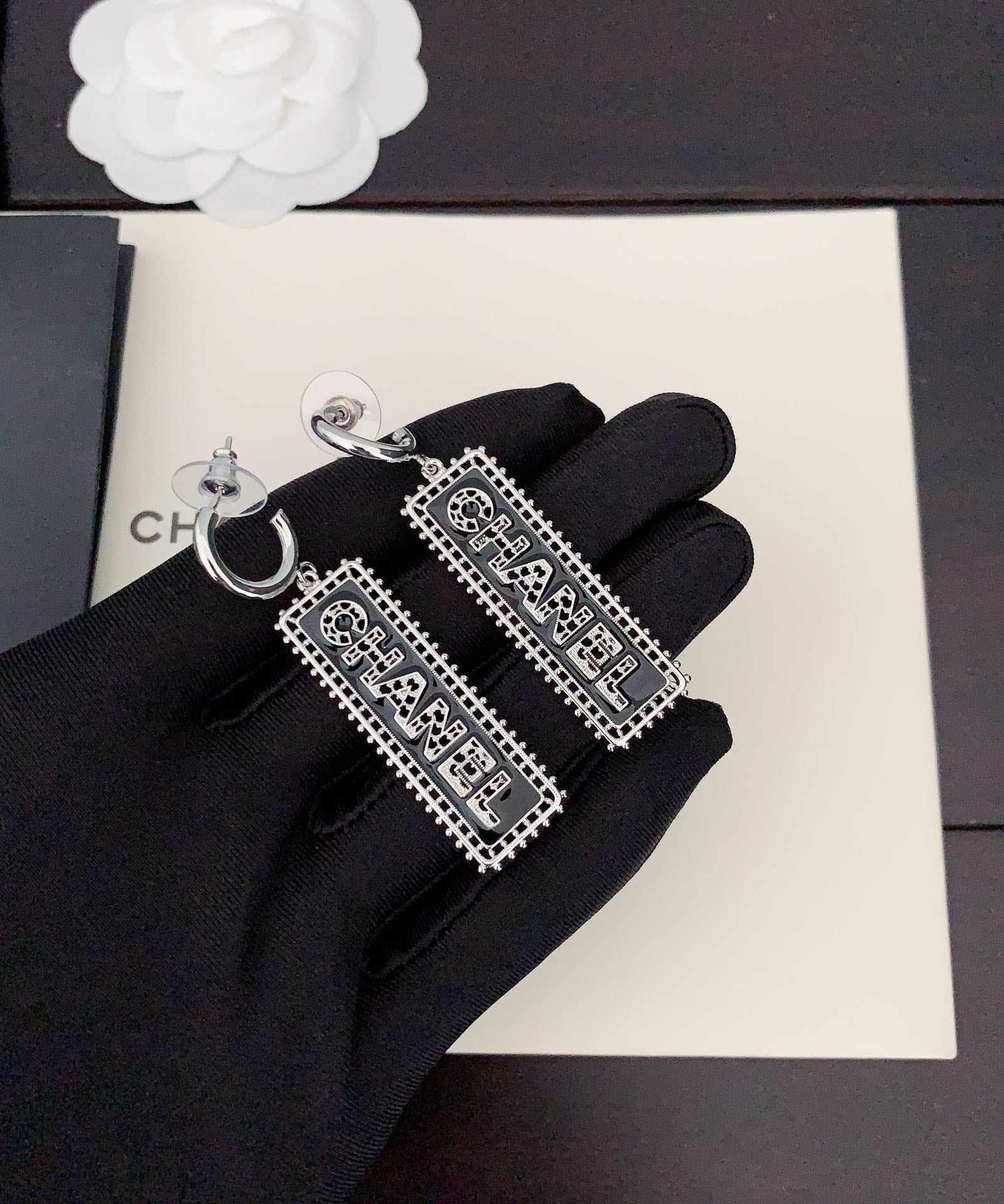 Chanel Typo Drop 18K Gold Earrings