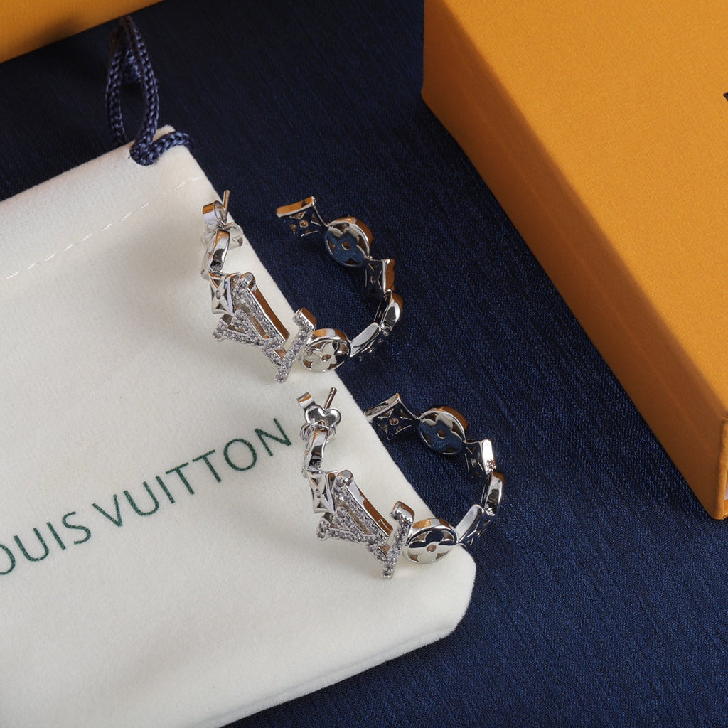Louis Vuitton Script Diamonds 18K Gold Earrings