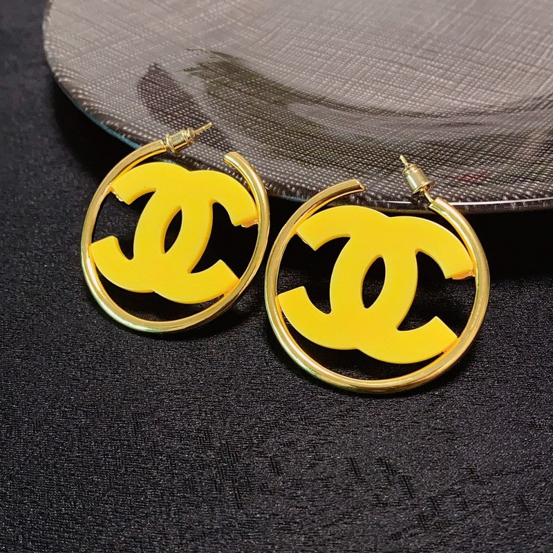 Chanel Color Logo 18K Gold Earrings