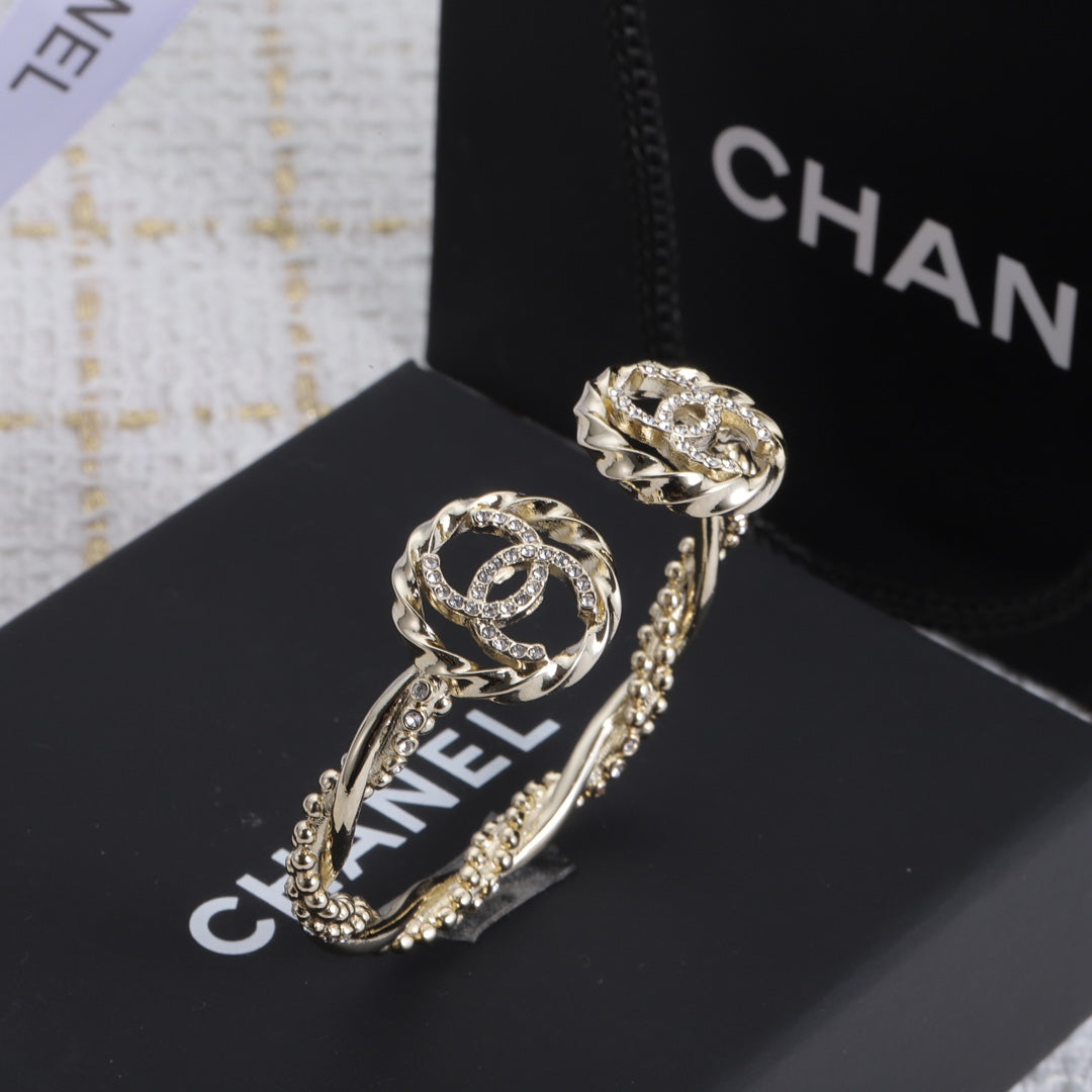 Chanel Double Open 18K Gold Bracelet