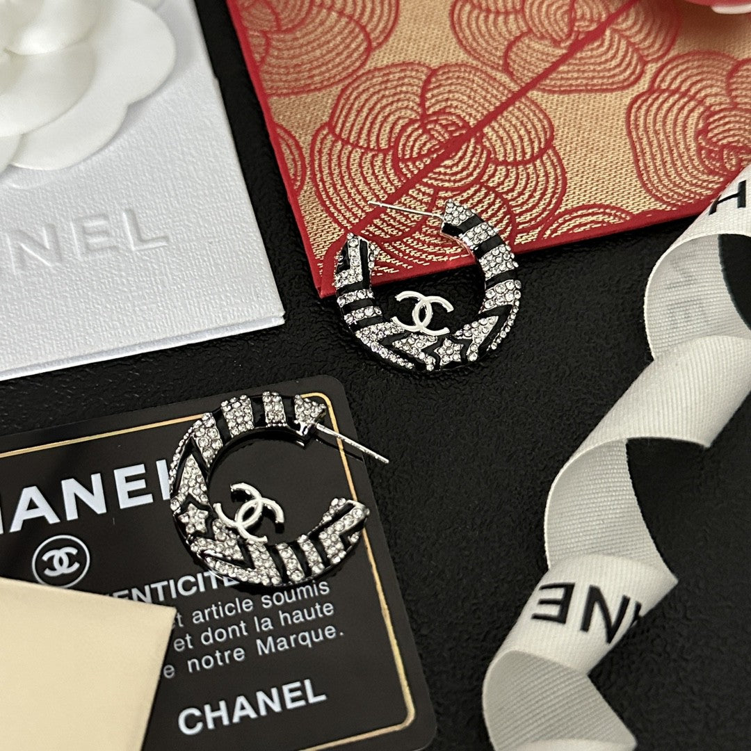 Chanel Black Diamonds 18K Gold Earrings