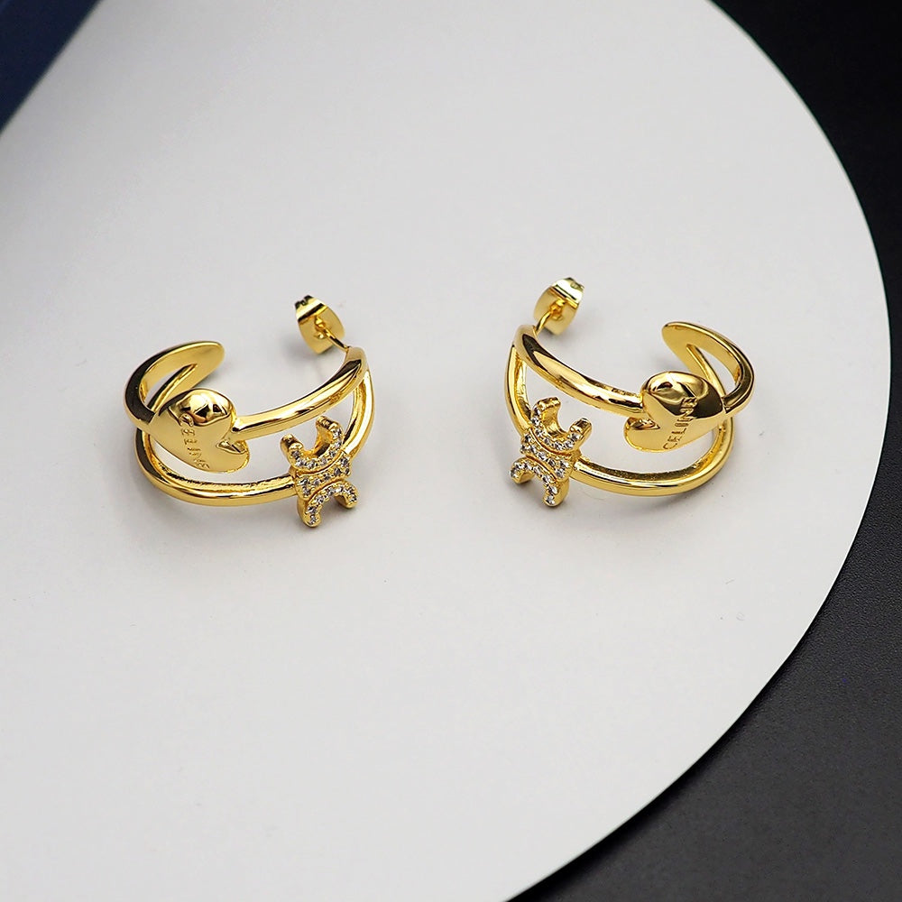 Celine Heart 18K Gold Earrings