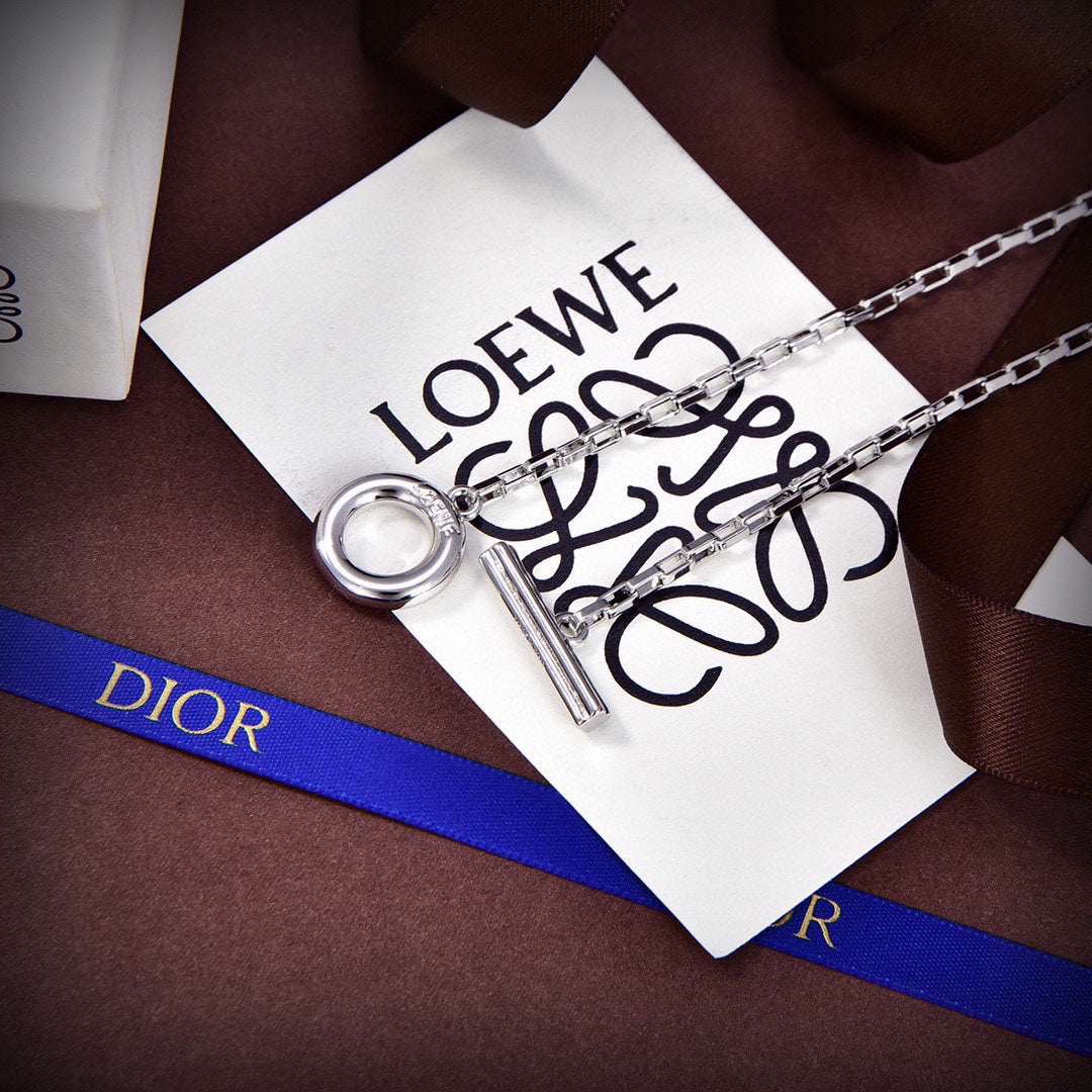 LOEWE Anagram Letter 18K Gold Necklace