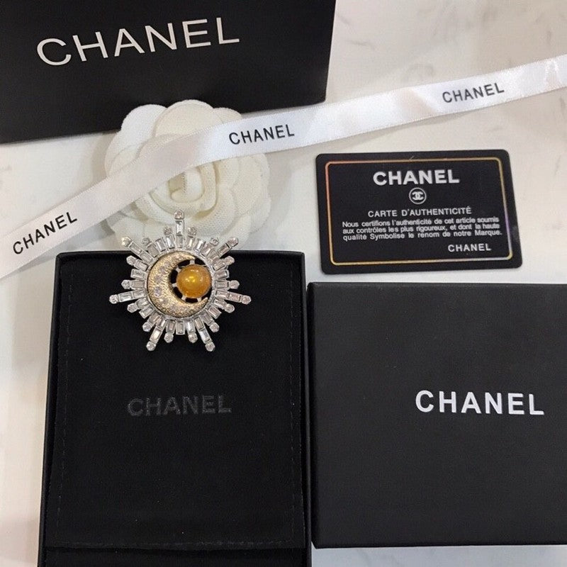 Chanel Crystal 18K Gold Brooch