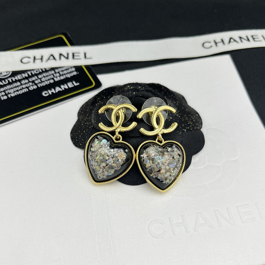 Chanel Multi-Color Crystals Heart 18K Gold Earrings