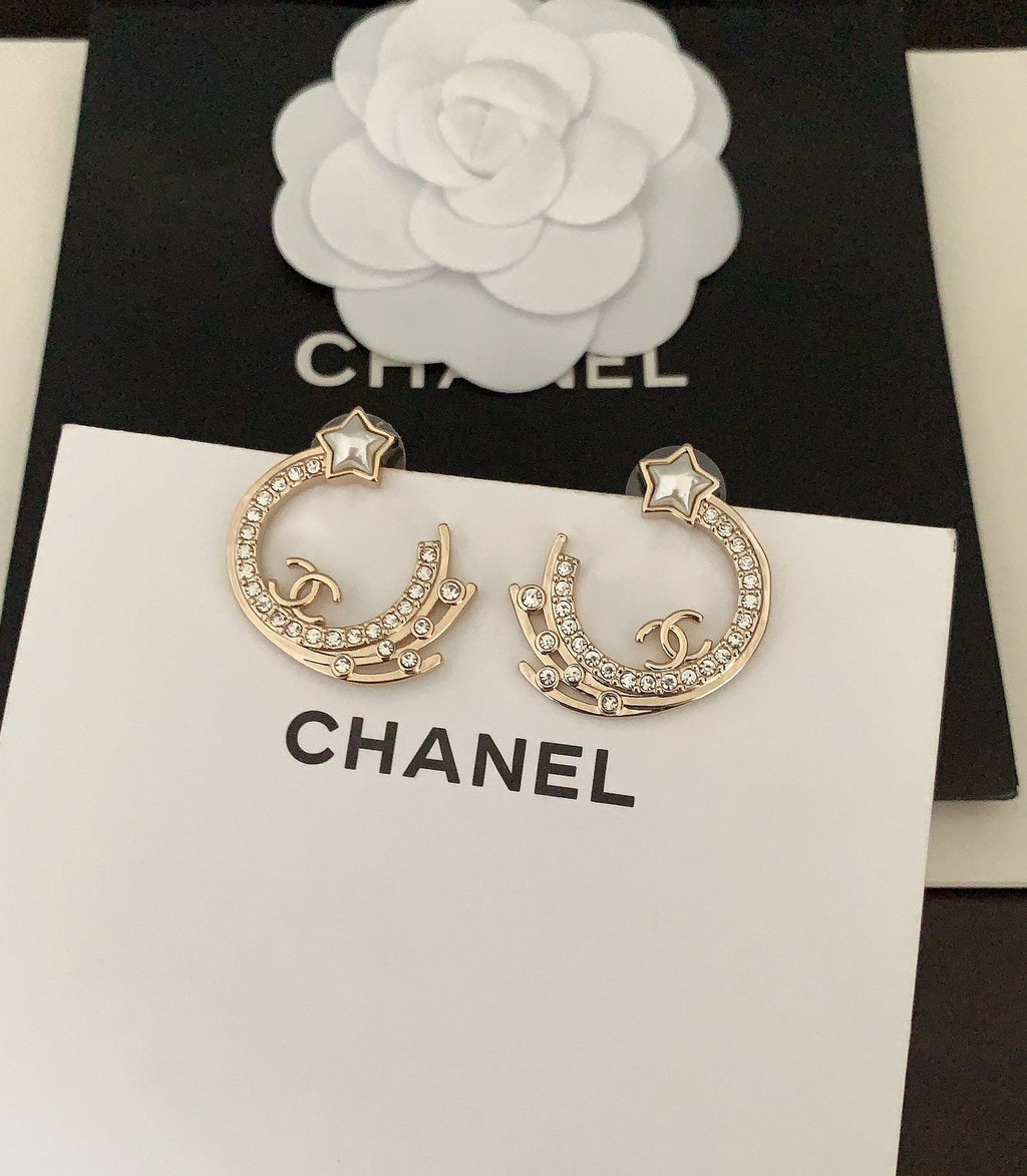 Chanel Crystals 18K Gold Earrings