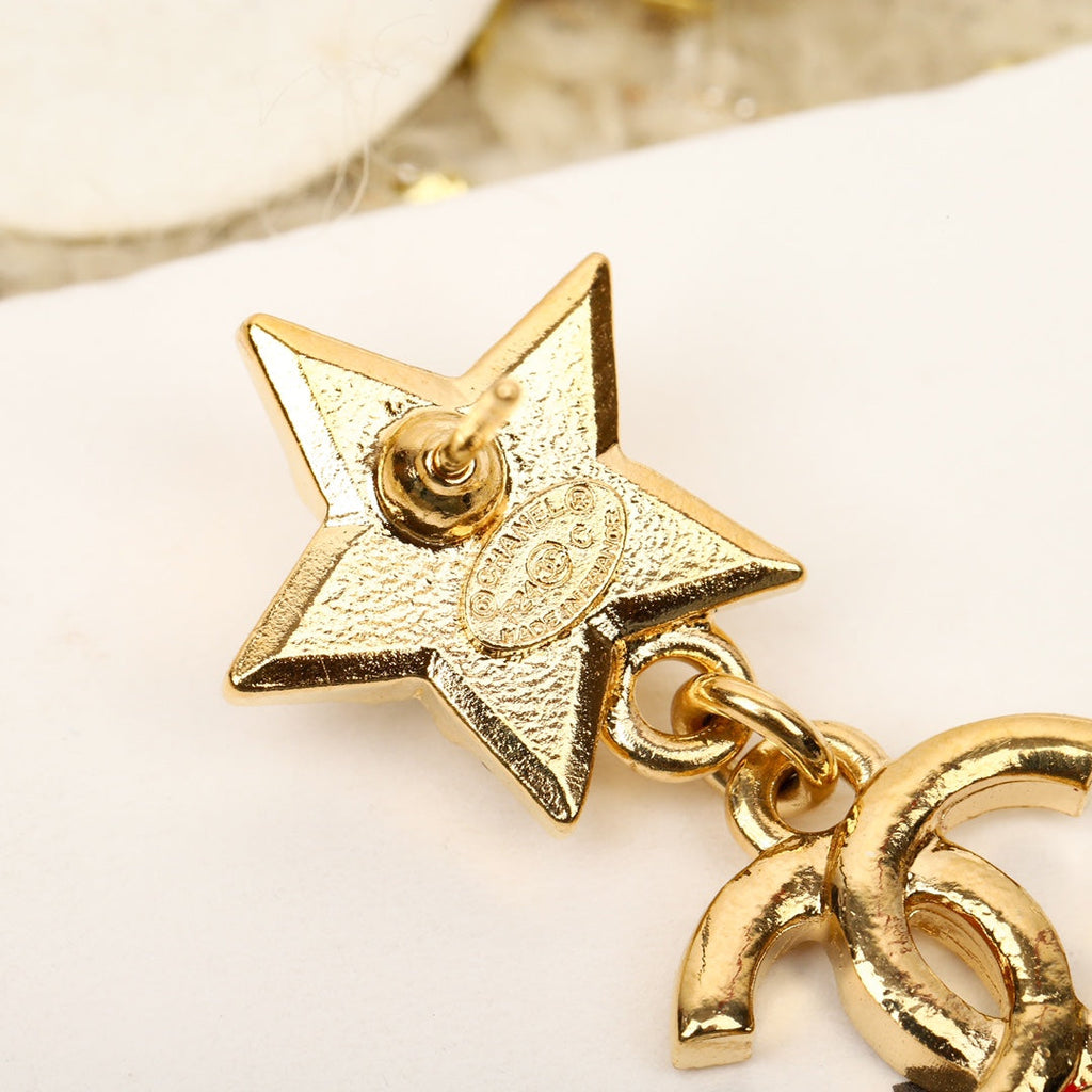 Chanel Star Crystals 18K Gold Earrings