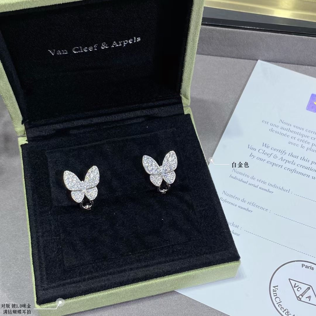 Two Butterfly Diamonds 18K Gold Earrings