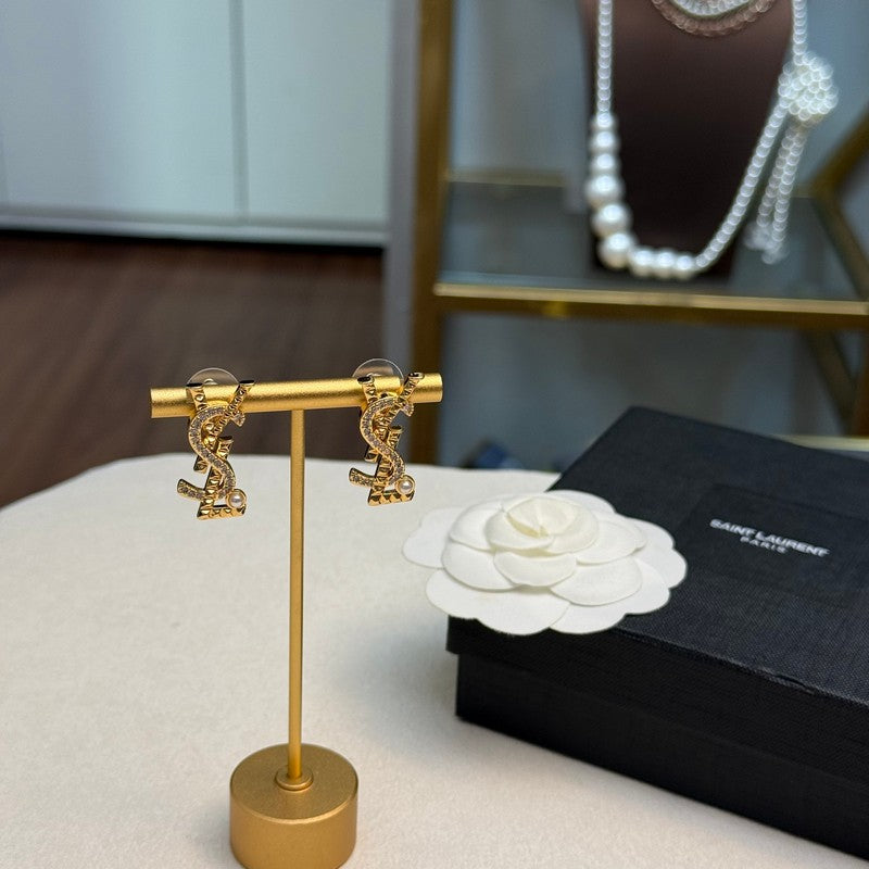 YSL Gold Diamond 18K Gold Earrings
