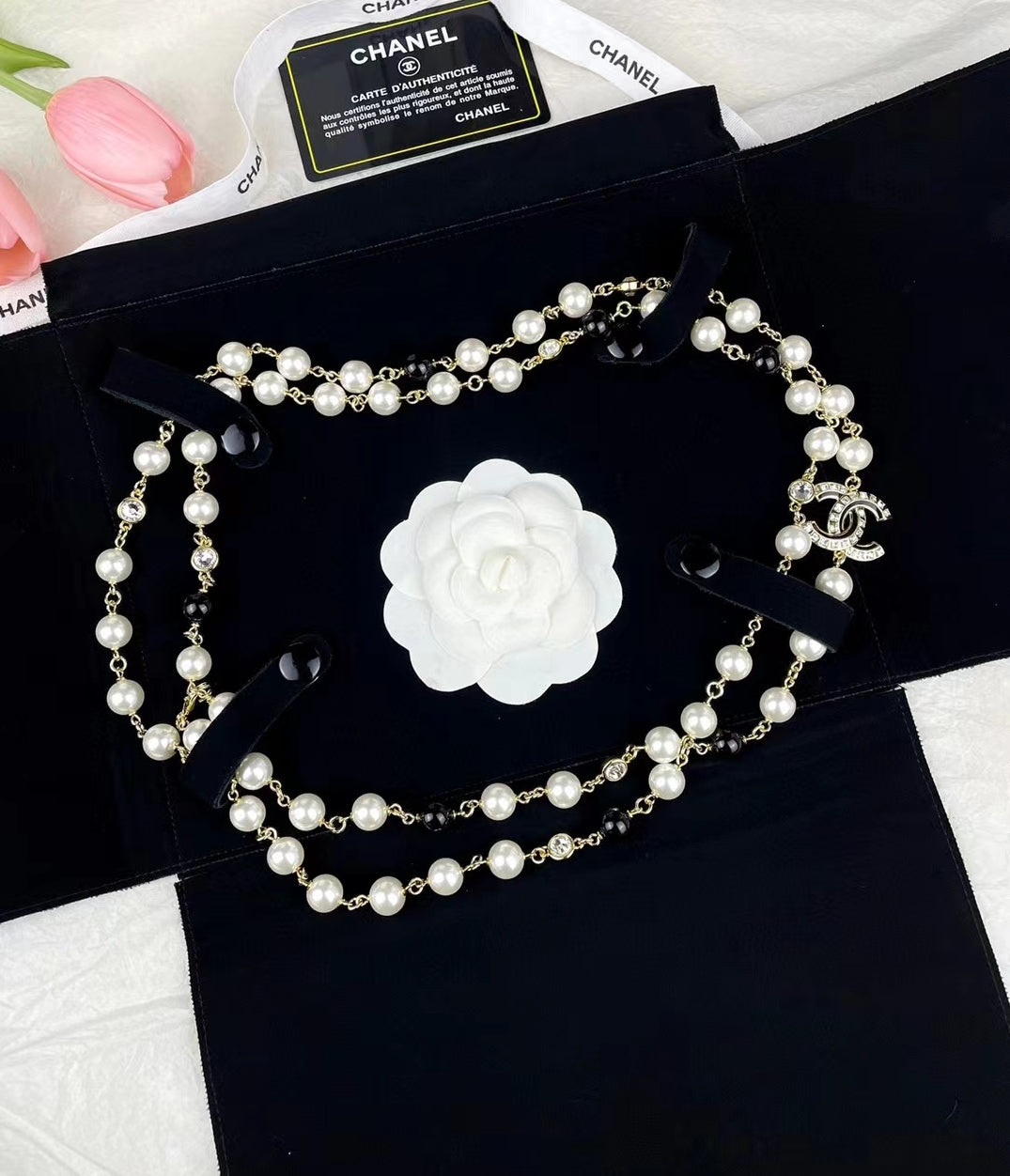 Chanel 23S Long Pearls 18K Gold Necklace