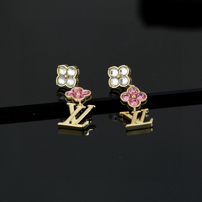 Louis Vuitton Iconic Pink Crystal 18K Gold Earrings