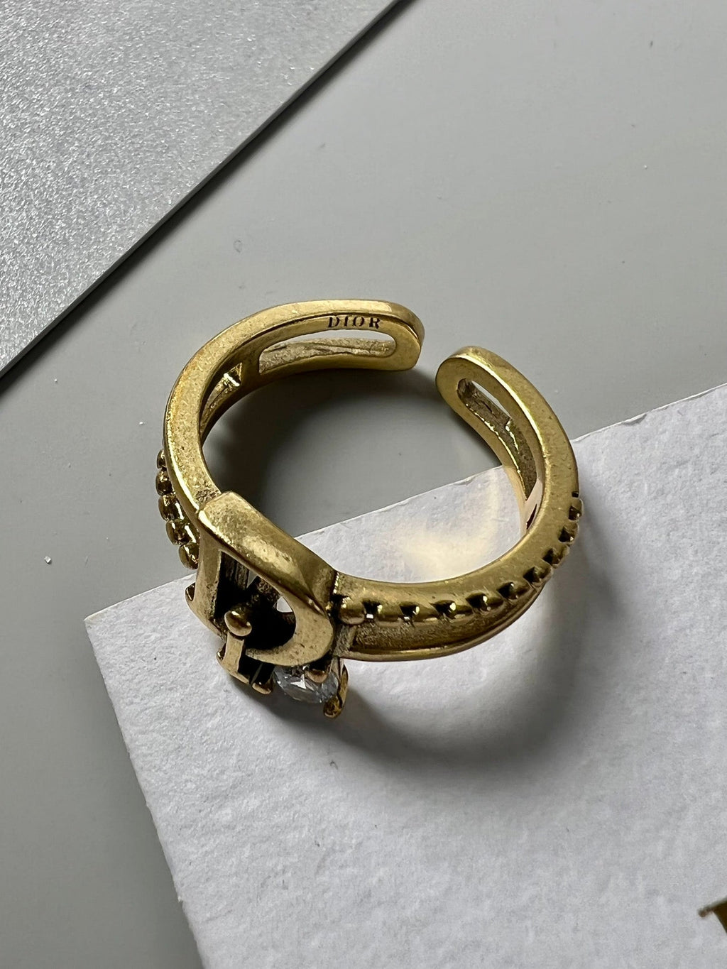 Dior Crystal 18K Gold Ring