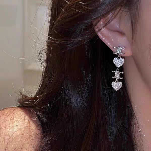 Celine Heart Pendant 18K Gold Earrings
