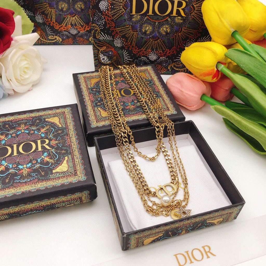 Dior Multi Layer 18K Gold Necklace