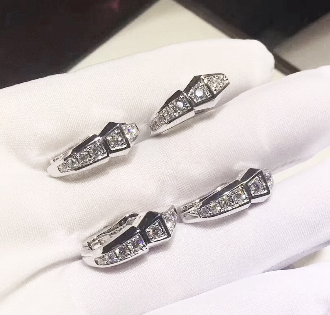 Bvlgari Serpenti Diamond 18K Gold Earrings