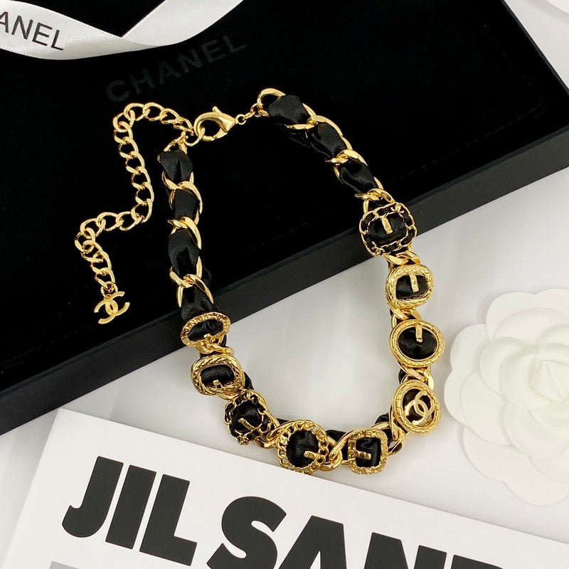 Chanel 2024 Leather 18K Gold Necklace