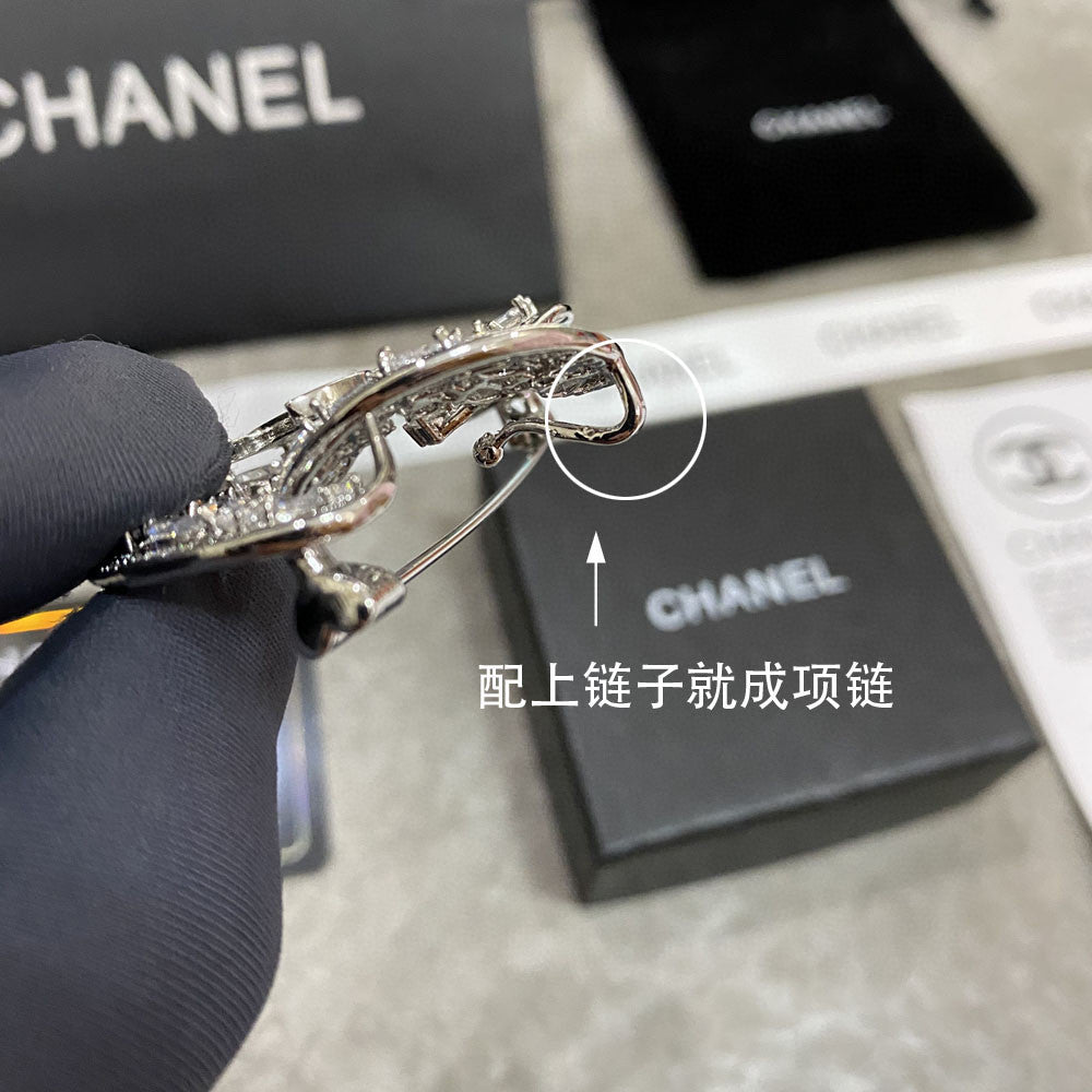 Chanel Camellia Crystals 18K Gold Brooch
