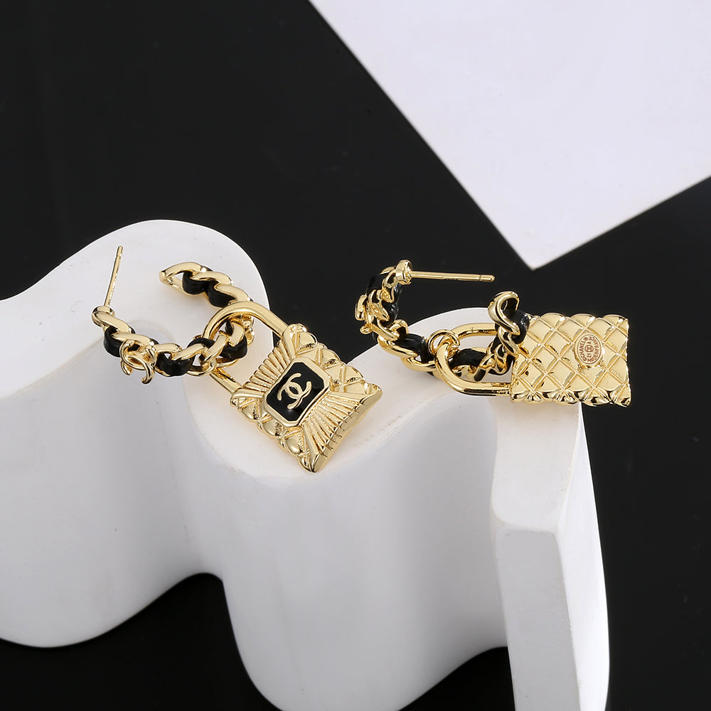 Chanel Lock 18K Gold Earrings