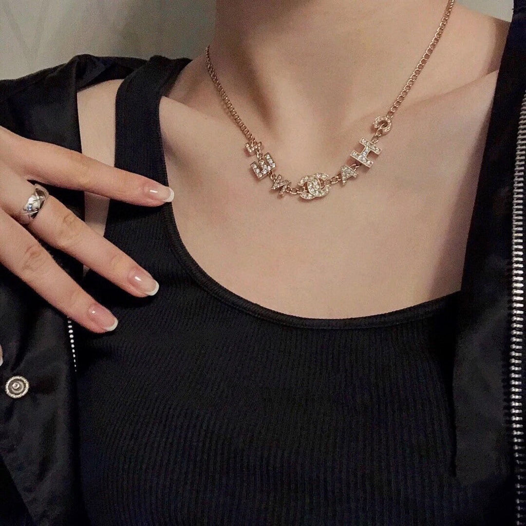Chanel Script Diamonds 18K Gold Necklace