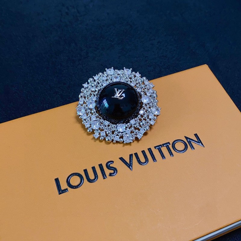 Louis Vuitton Black Ball 18K Gold Brooch