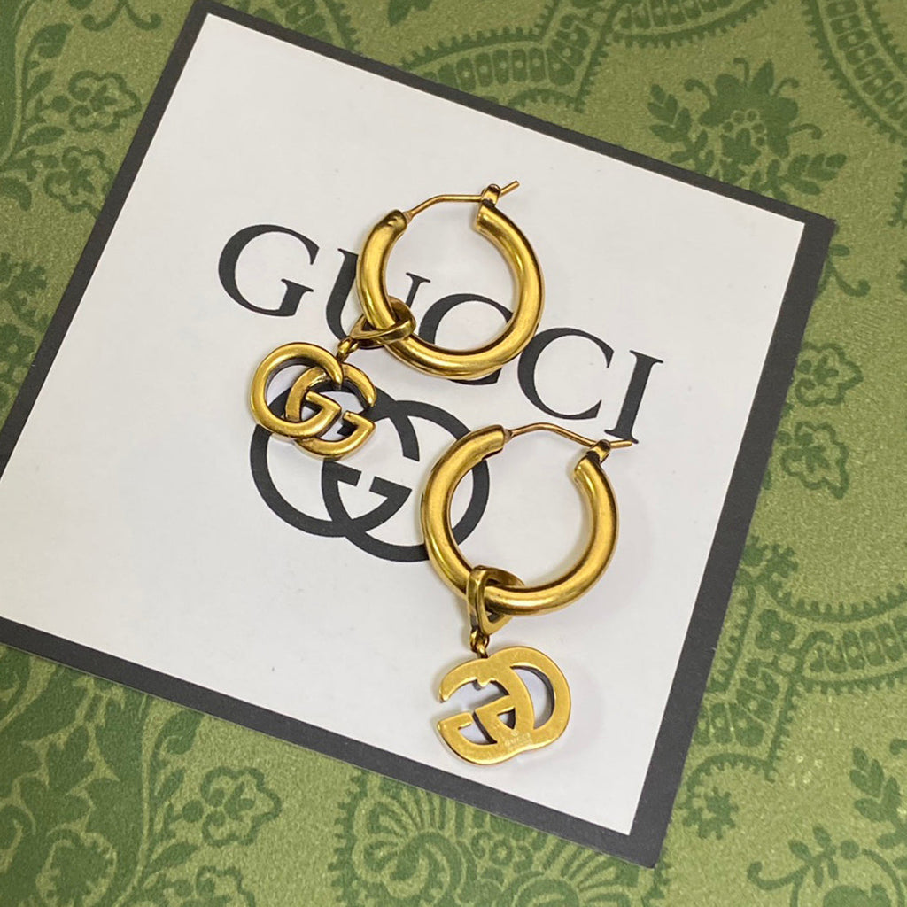 Gucci Double Hollow 18K Gold Earrings