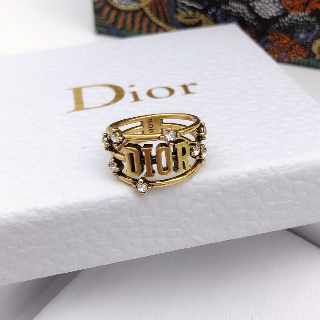 Dior Vintage Crystals 18K Gold Ring