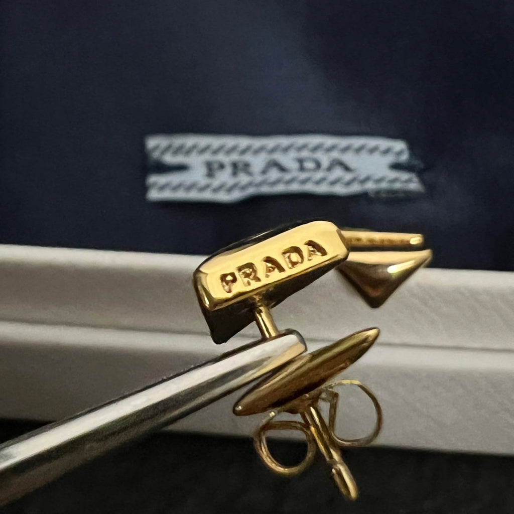 Prada Triangle 18K Gold Earrings