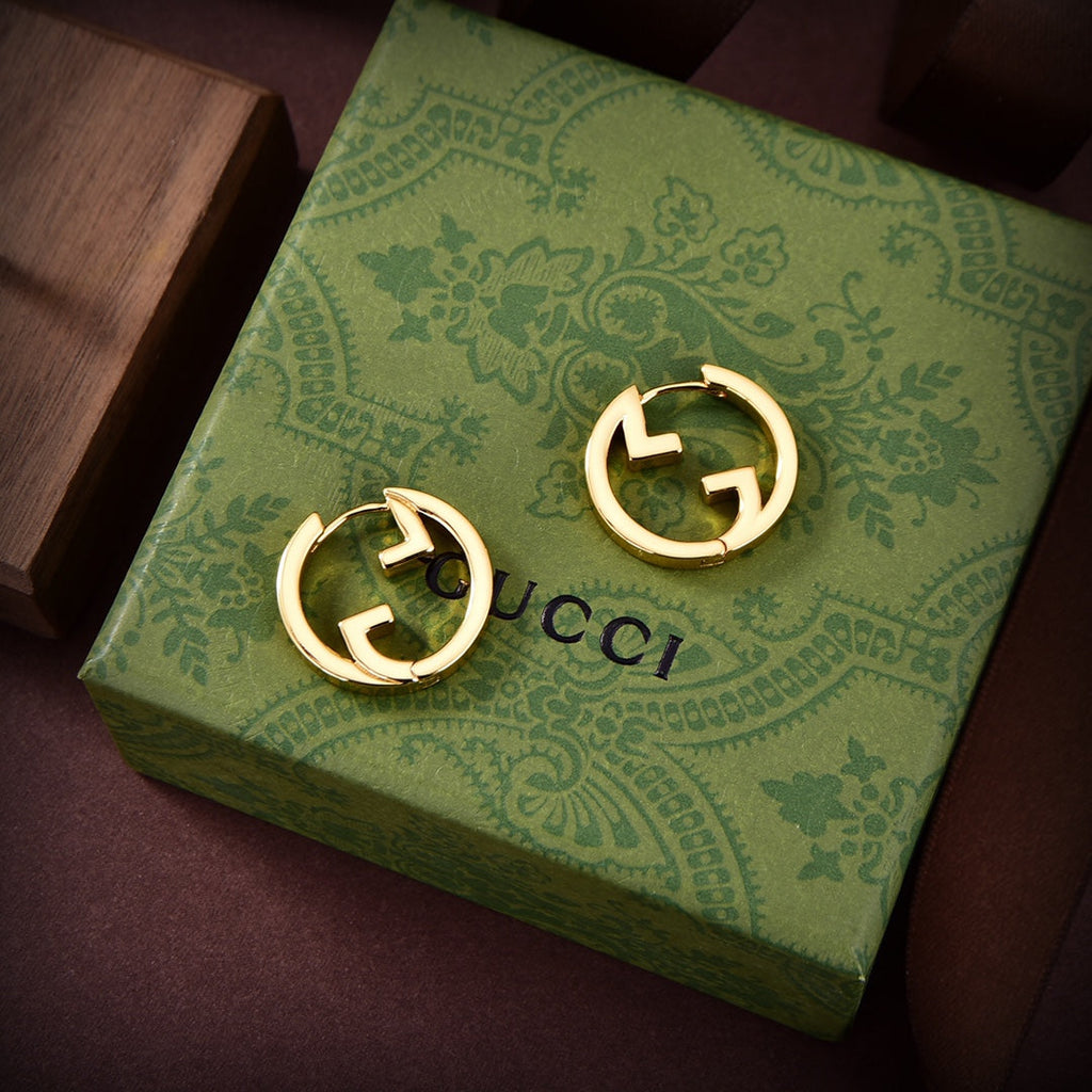 Gucci Double Hollow 18K Gold Earrings