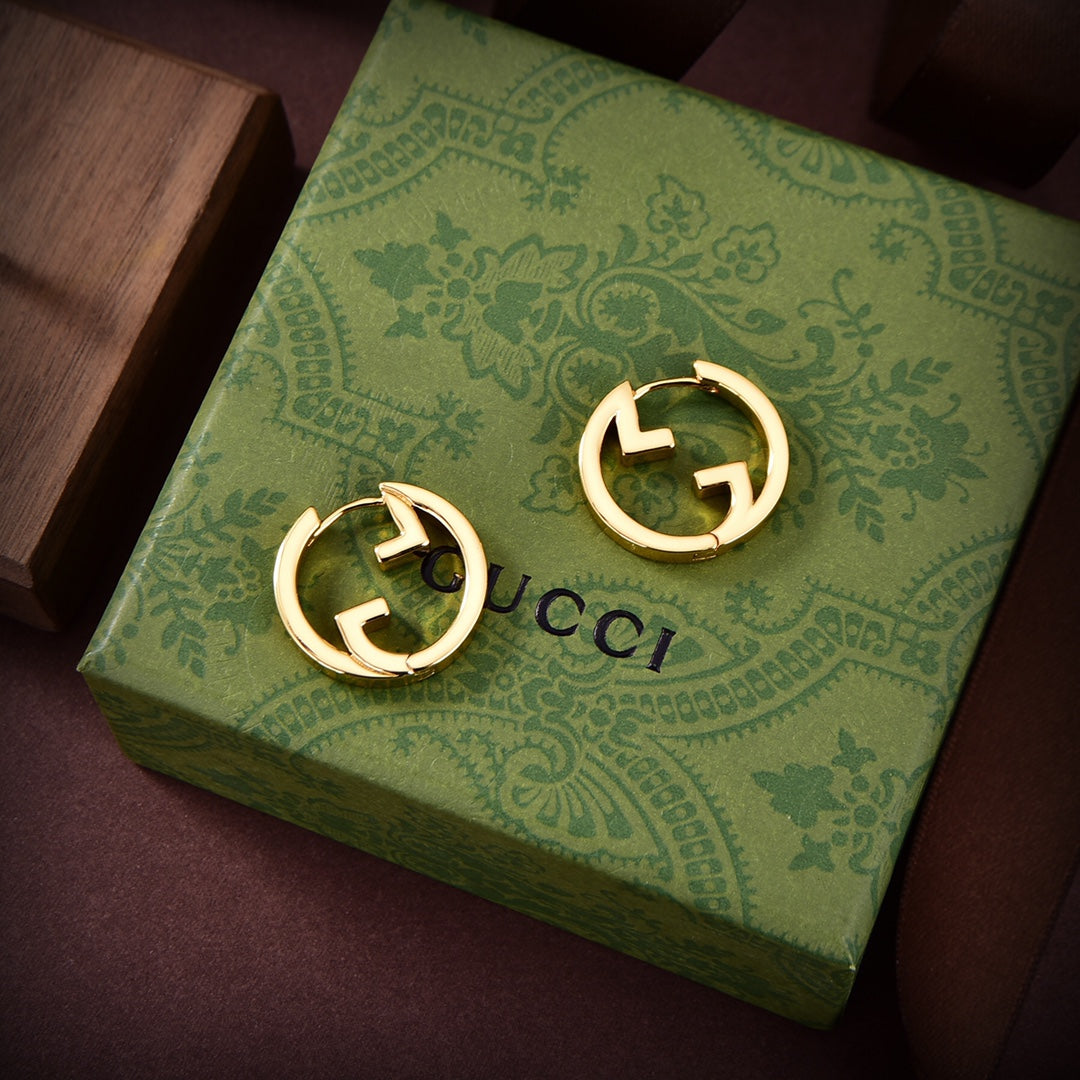 Gucci Double Hollow 18K Gold Earrings