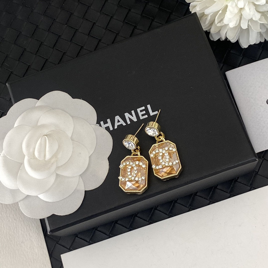 Chanel Crystals 18K Gold Earrings