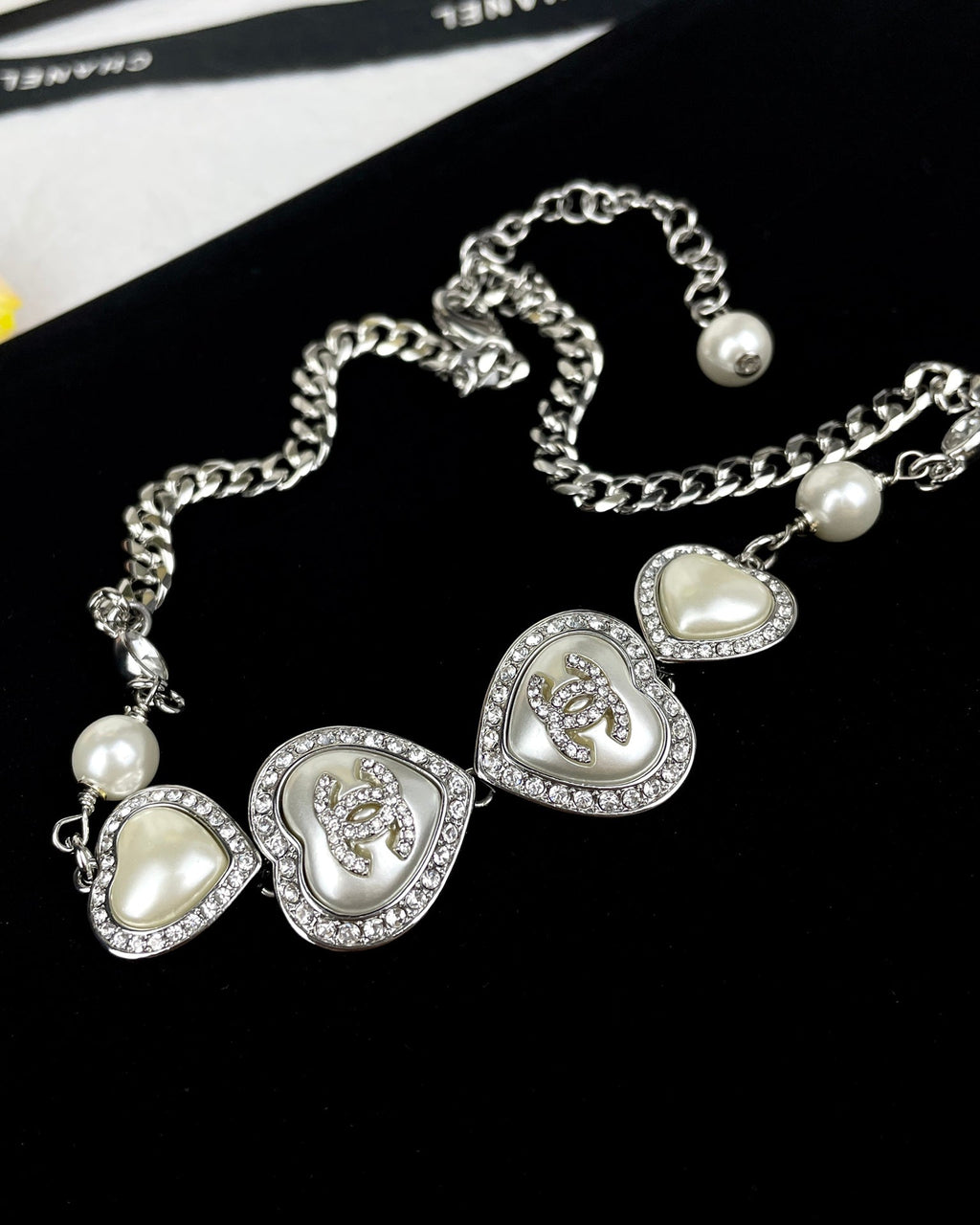 Chanel Heart Crystals 18K Gold Necklace