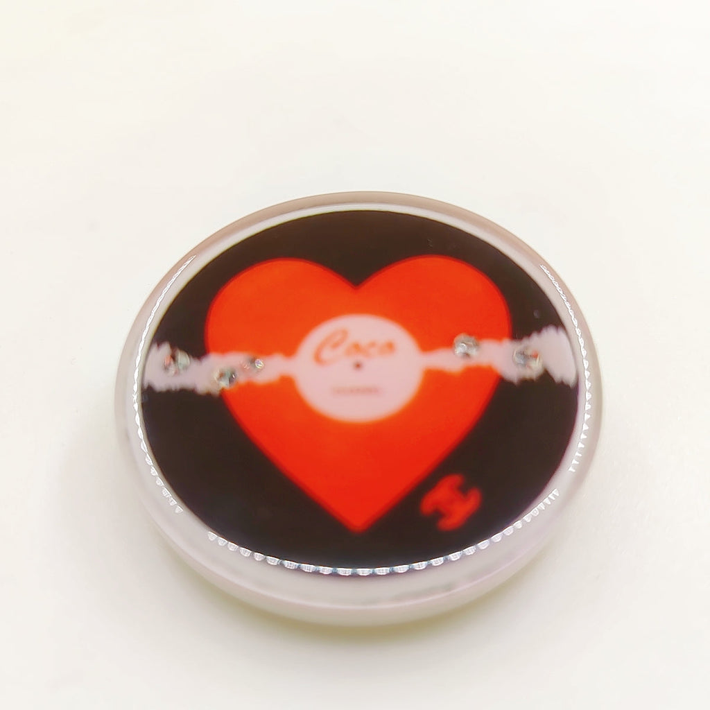 Chanel Red Heart Resin 18K Gold Brooch