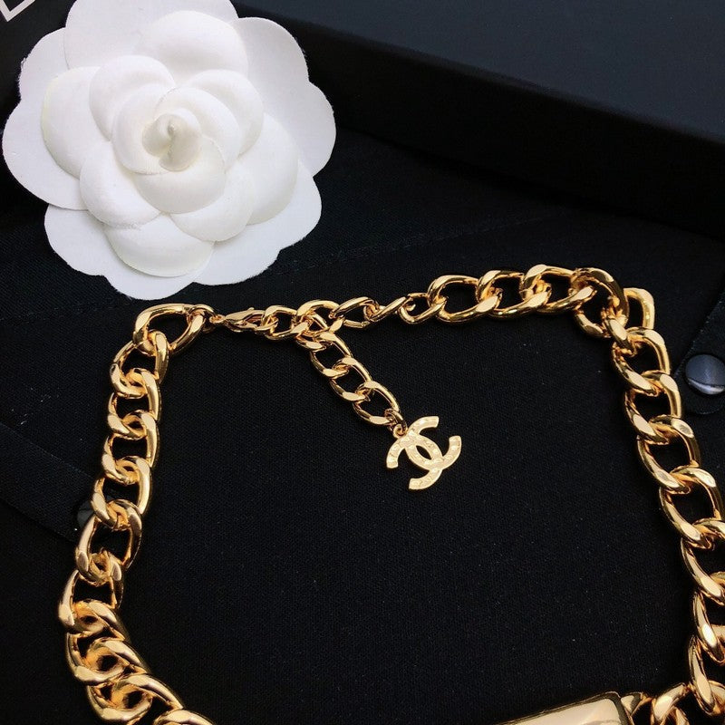 Chanel Pearl Choker Chain 18K Gold Necklace