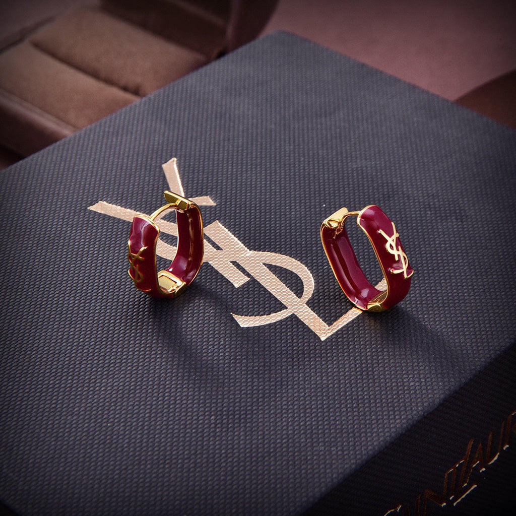 Red 18K Gold Earrings