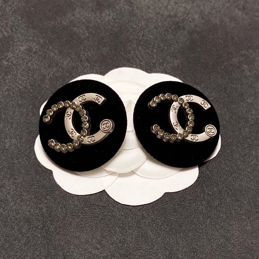 Chanel Black Resin Crystals 18K Gold Earrings