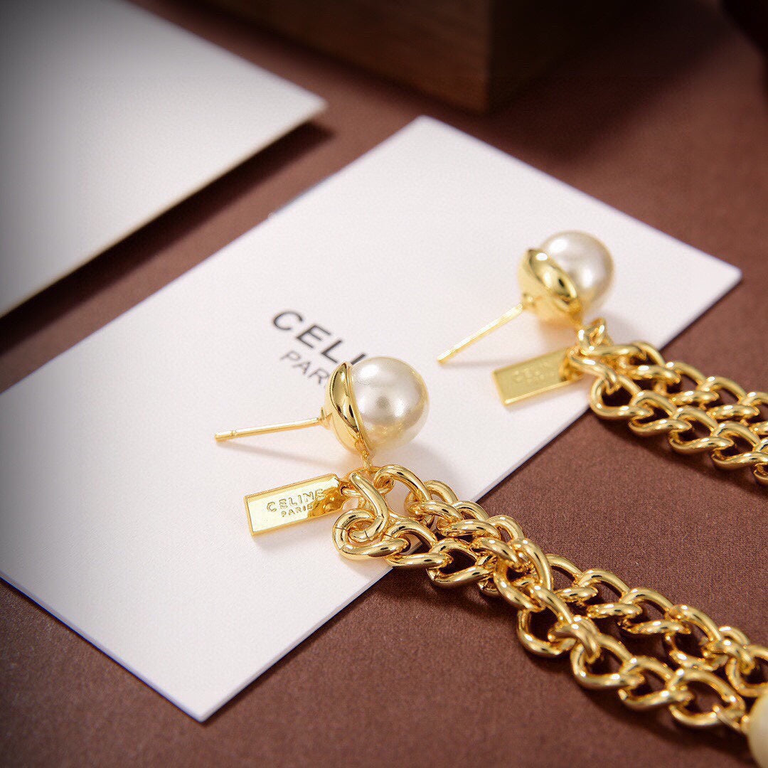 Celine Long 18K Gold Earrings