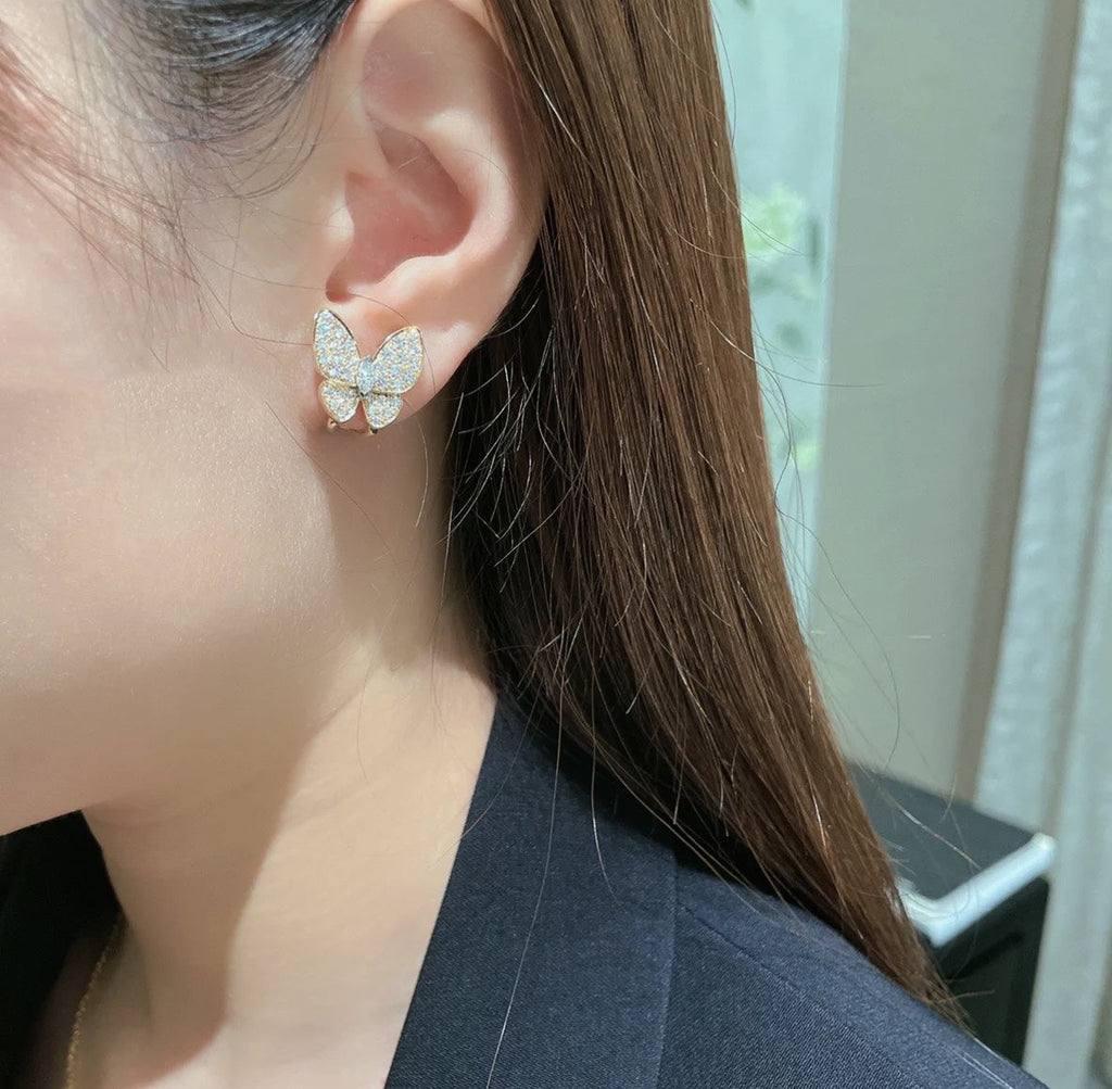 Two Butterfly Turquoise 18K Gold Earrings
